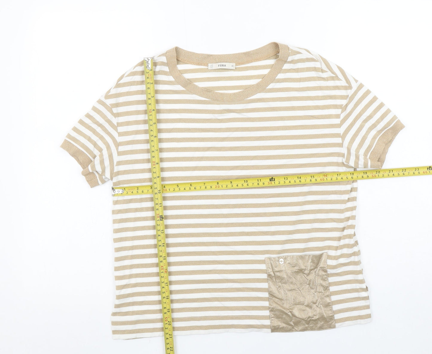 Womens UK Size 10 Féria Beige Basic T-Shirt