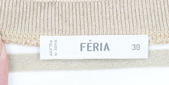 Womens UK Size 10 Féria Beige Basic T-Shirt