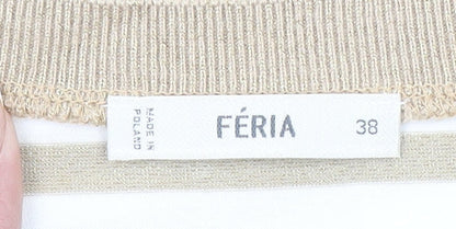 Womens UK Size 10 Féria Beige Basic T-Shirt