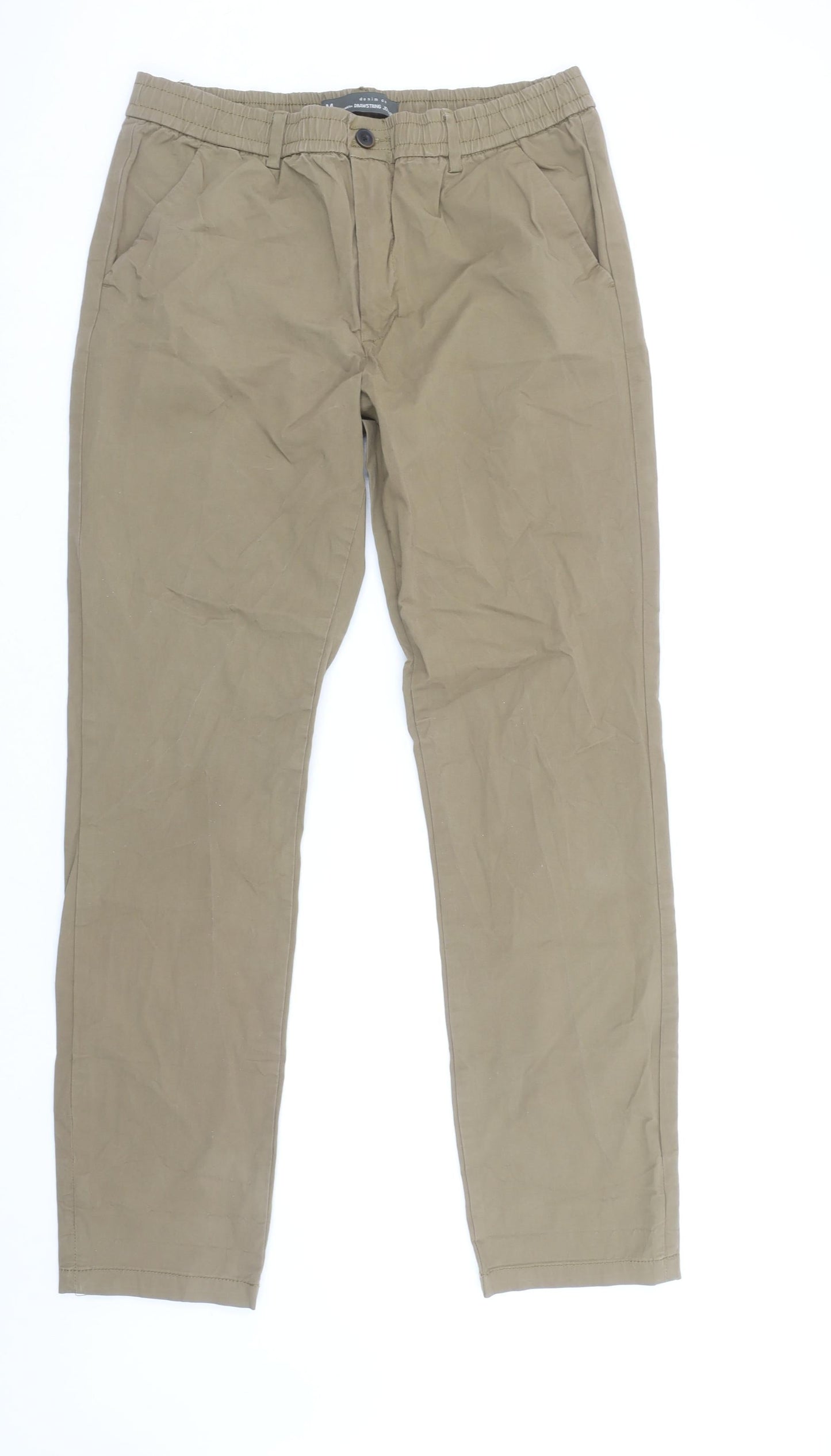 Denim Co. Men's Beige Jogger Trousers Size M Elastic Waist Casual