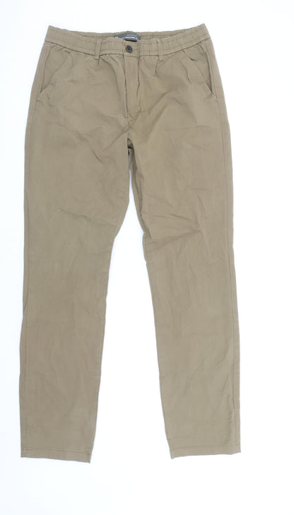 Denim Co. Men's Beige Jogger Trousers Size M Elastic Waist Casual