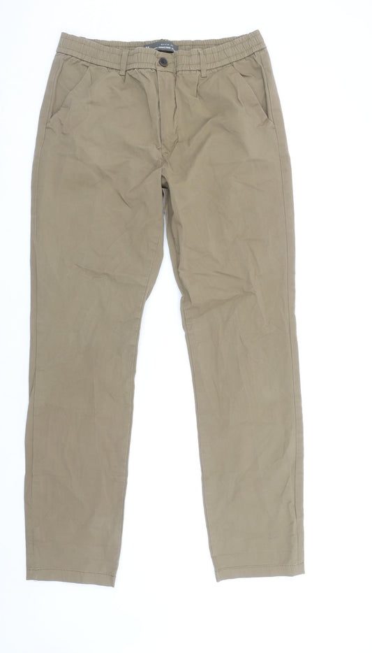 Denim Co. Men's Beige Jogger Trousers Size M Elastic Waist Casual