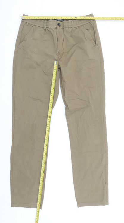 Denim Co. Men's Beige Jogger Trousers Size M Elastic Waist Casual