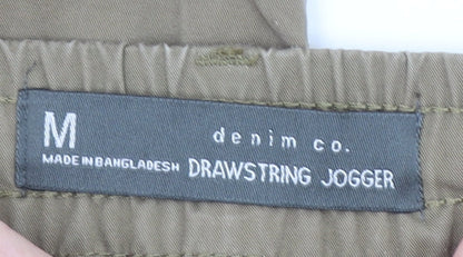 Denim Co. Men's Beige Jogger Trousers Size M Elastic Waist Casual