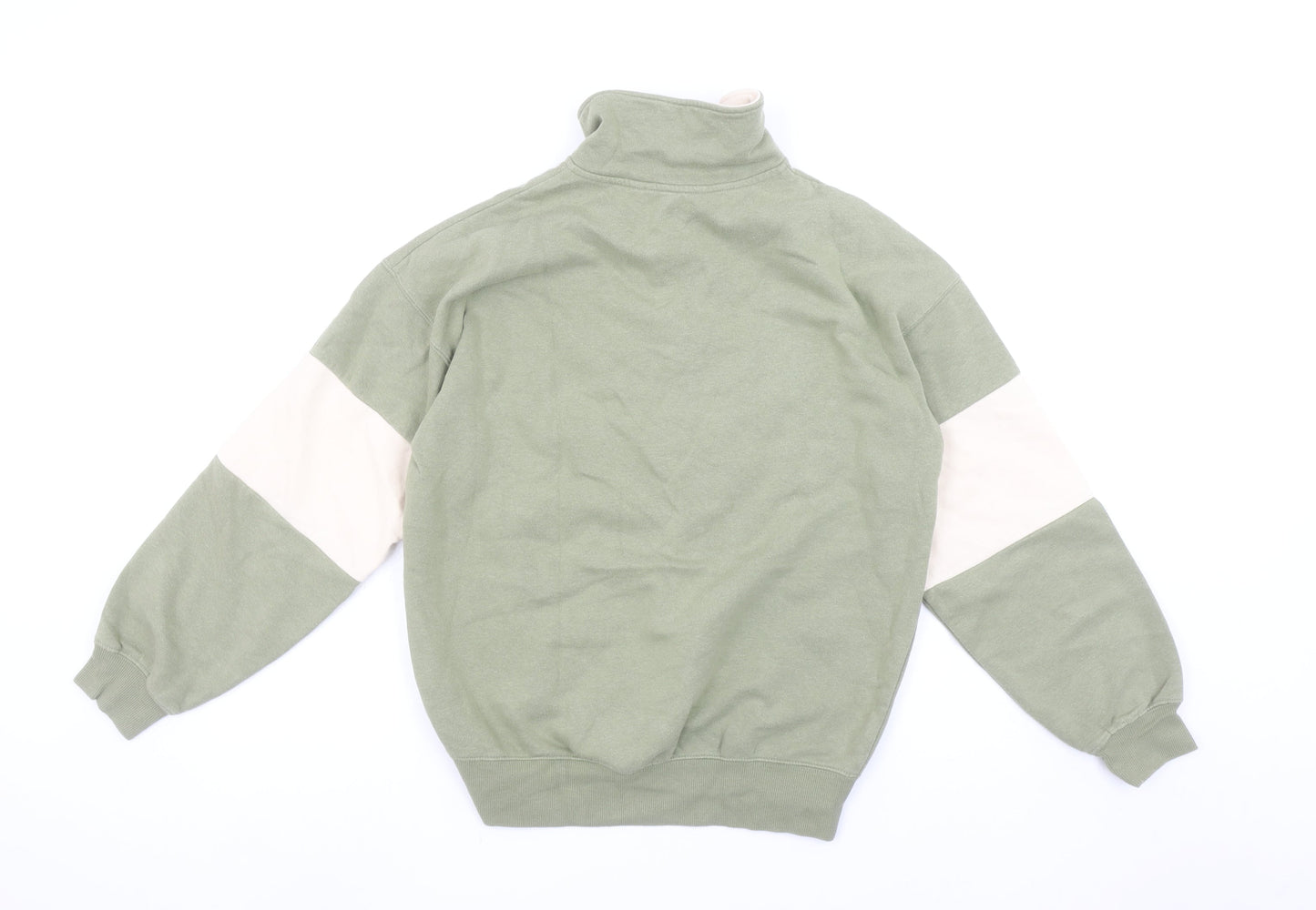 H&M Boys Green Colourblock Michigan Detroit Half Zip Sweatshirt 11-12 Years