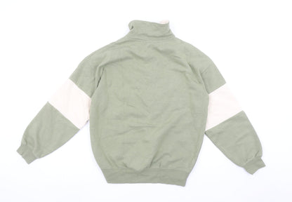 H&M Boys Green Colourblock Michigan Detroit Half Zip Sweatshirt 11-12 Years