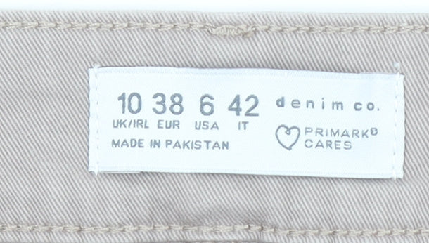 Primark Women’s Beige Straight Jeans Size 10 Regular Fit Zip Button