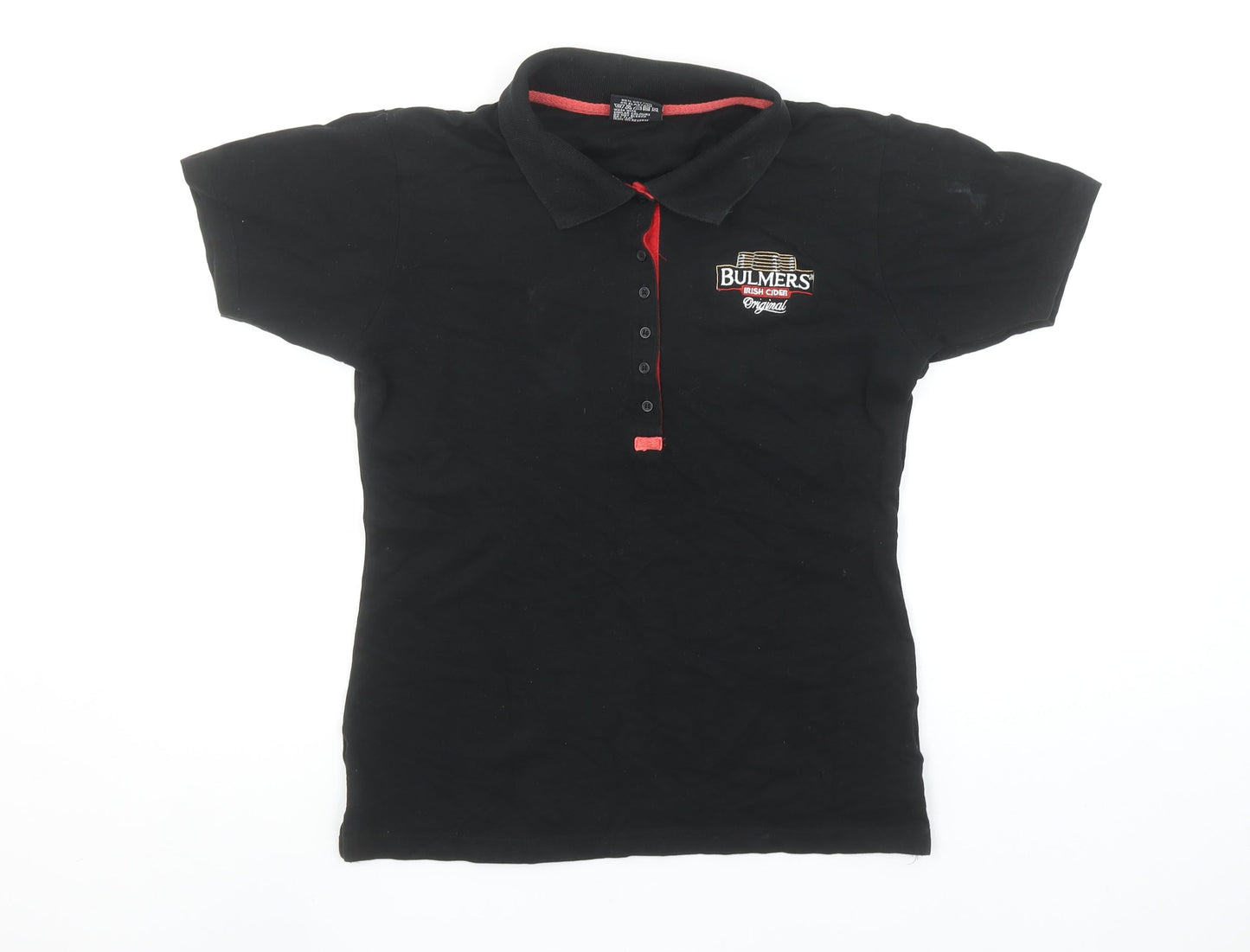 Womens UK Size M Bulmers Black Basic Polo