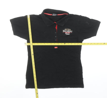 Womens UK Size M Bulmers Black Basic Polo