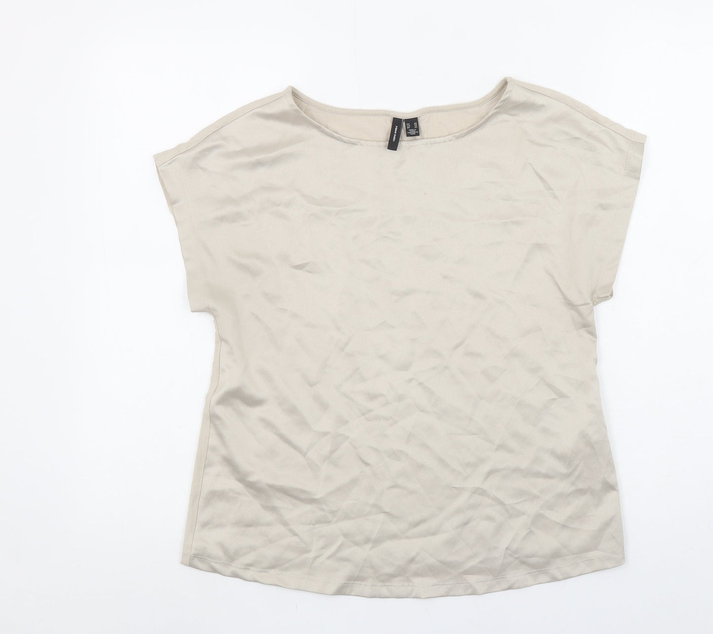 Womens UK Size XS VERO MODA Beige Basic T-Shirt
