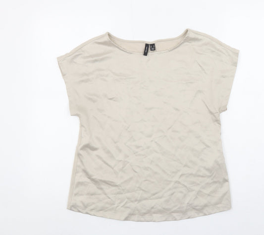 Womens UK Size XS VERO MODA Beige Basic T-Shirt