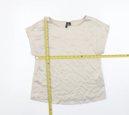 Womens UK Size XS VERO MODA Beige Basic T-Shirt