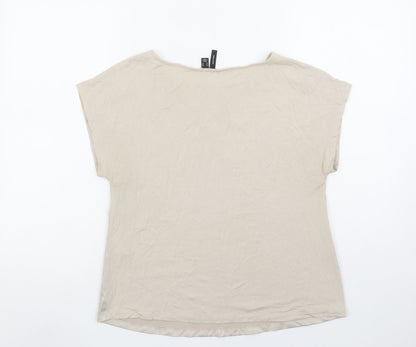 Womens UK Size XS VERO MODA Beige Basic T-Shirt