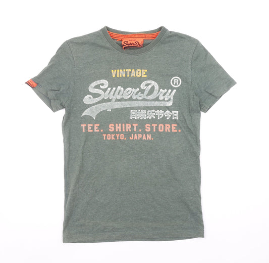 Superdry Men's Green XS Vintage Graphic Crew Neck Slim Fit T-Shirt