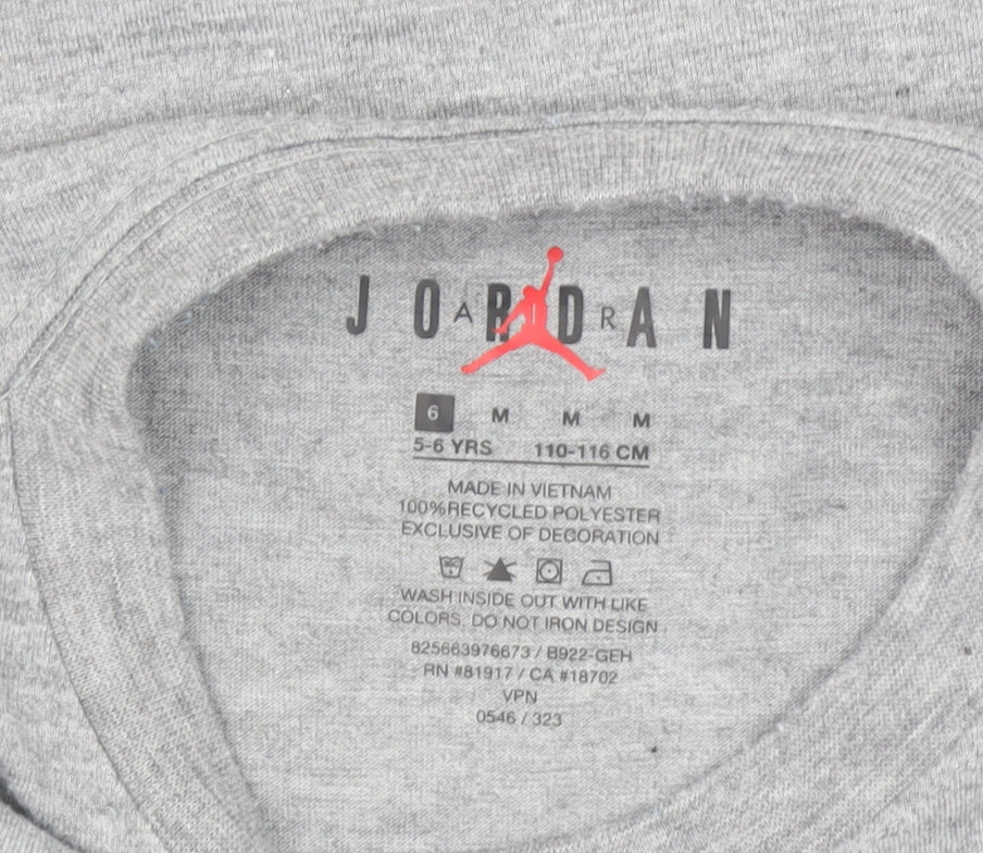 Boys UK Size 5-6 Years Jordan Grey Basic T-Shirt