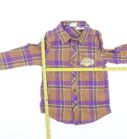 Boys UK Size 5 Years Cotton On Kids Brown Basic Button-Up