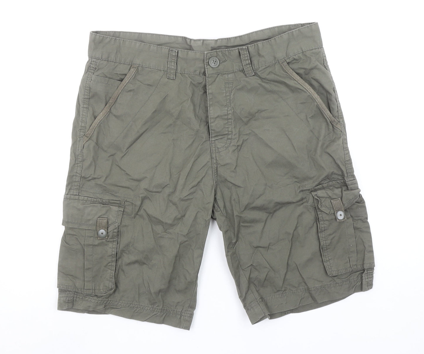 Avenue Men’s Green Cargo Shorts 34in Regular Fit Cotton
