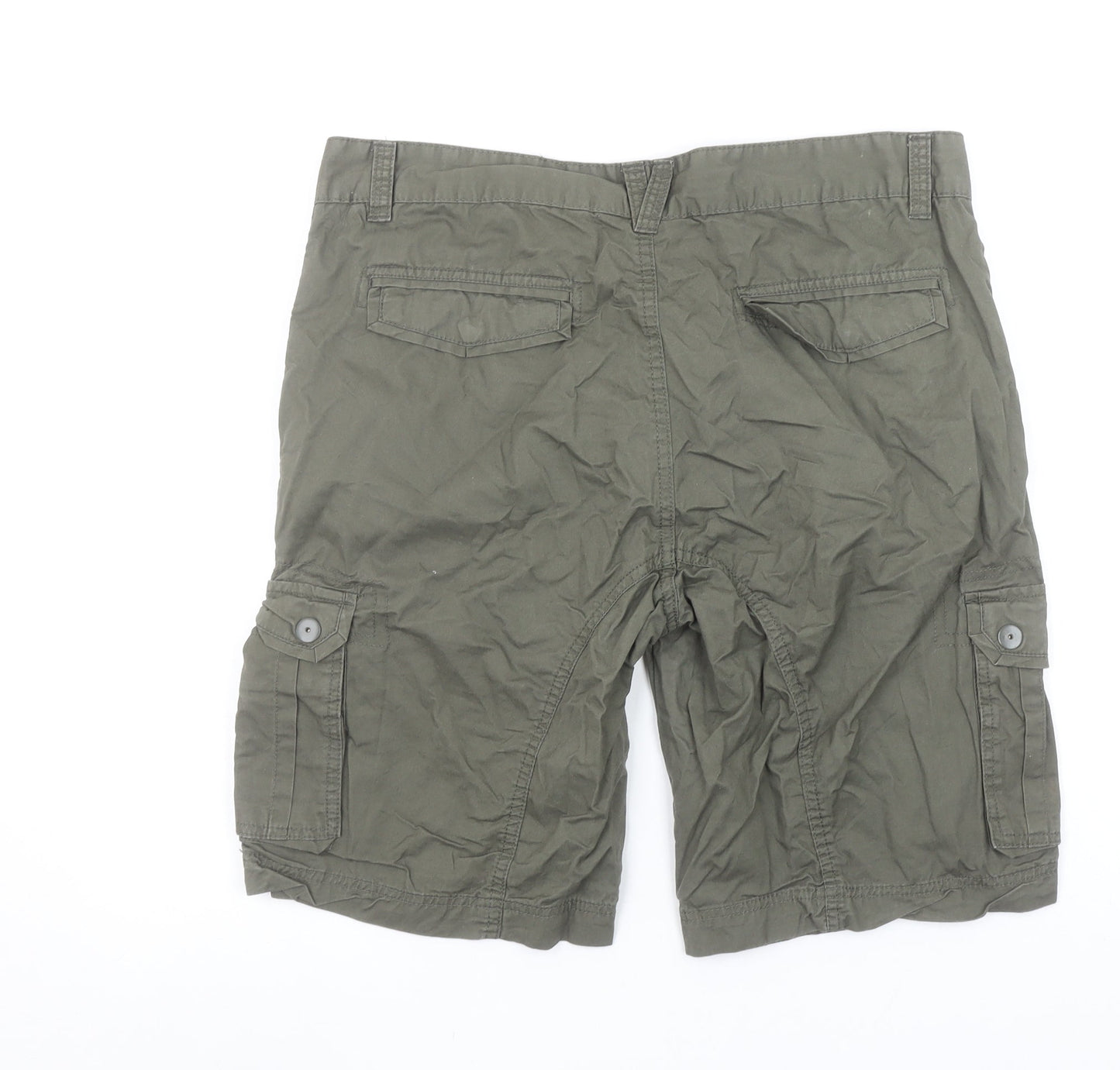 Avenue Men’s Green Cargo Shorts 34in Regular Fit Cotton