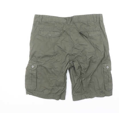 Avenue Men’s Green Cargo Shorts 34in Regular Fit Cotton