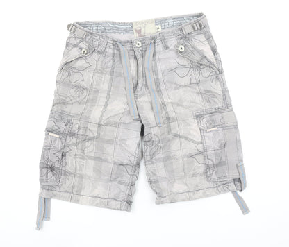 Dunnes Men's Grey Cargo Shorts Size 34 Regular Fit Cotton