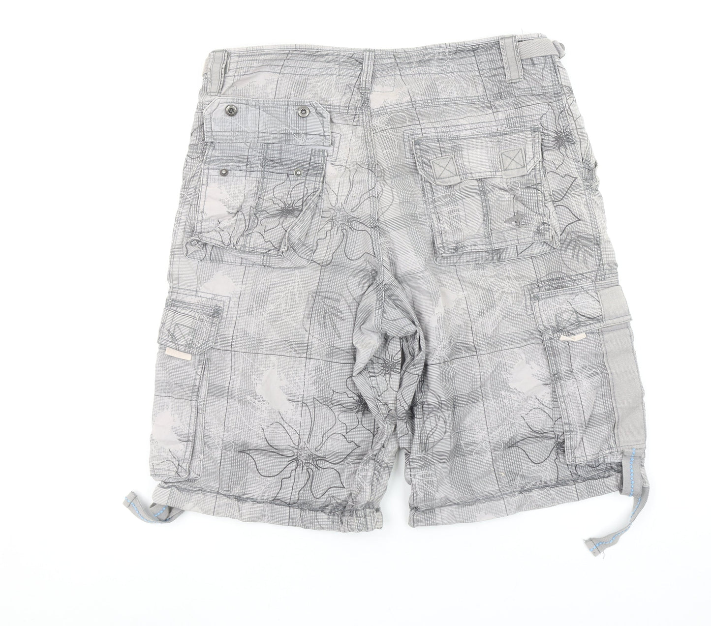 Dunnes Men's Grey Cargo Shorts Size 34 Regular Fit Cotton