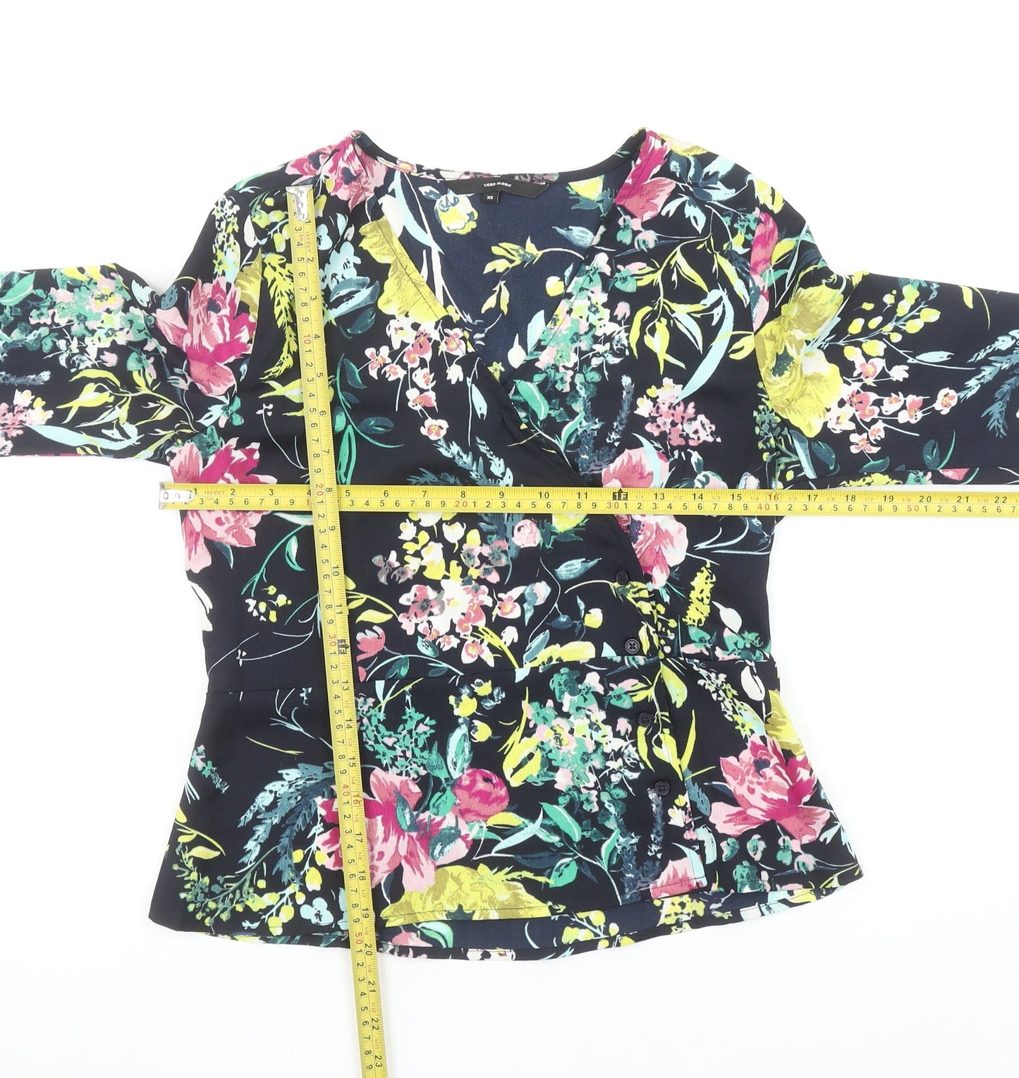 Womens UK Size XS VERO MODA Multicoloured Wrap Blouse