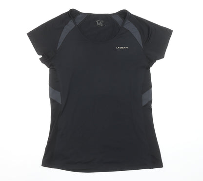 LA Gear Women Black Size 18 Short Sleeve Crew Neck Athletic Top