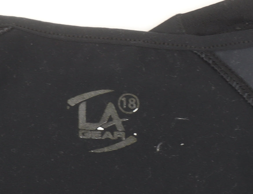 LA Gear Women Black Size 18 Short Sleeve Crew Neck Athletic Top