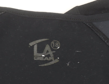 LA Gear Women Black Size 18 Short Sleeve Crew Neck Athletic Top