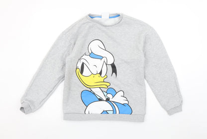 Disney Girls Grey Donald Duck Pullover Sweatshirt 12-13 Years