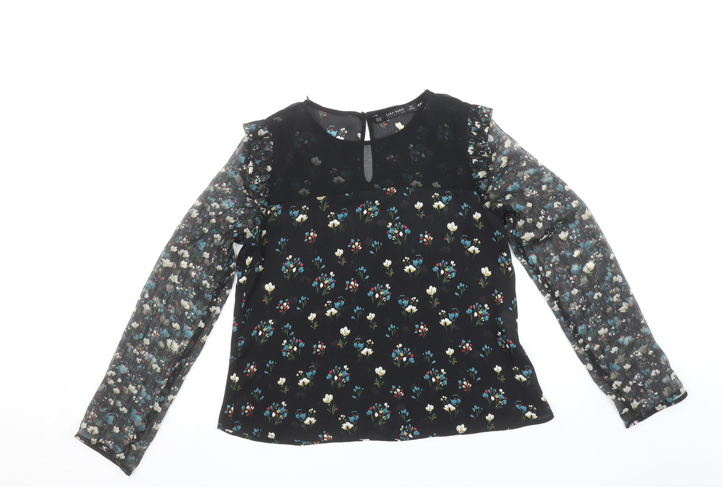 Womens UK Size XS Zara Black Basic Blouse