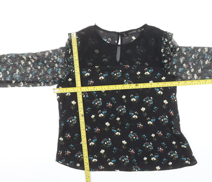 Womens UK Size XS Zara Black Basic Blouse