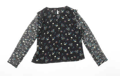 Womens UK Size XS Zara Black Basic Blouse