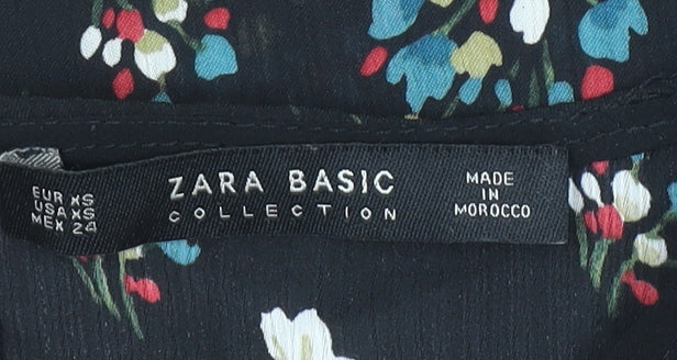 Womens UK Size XS Zara Black Basic Blouse