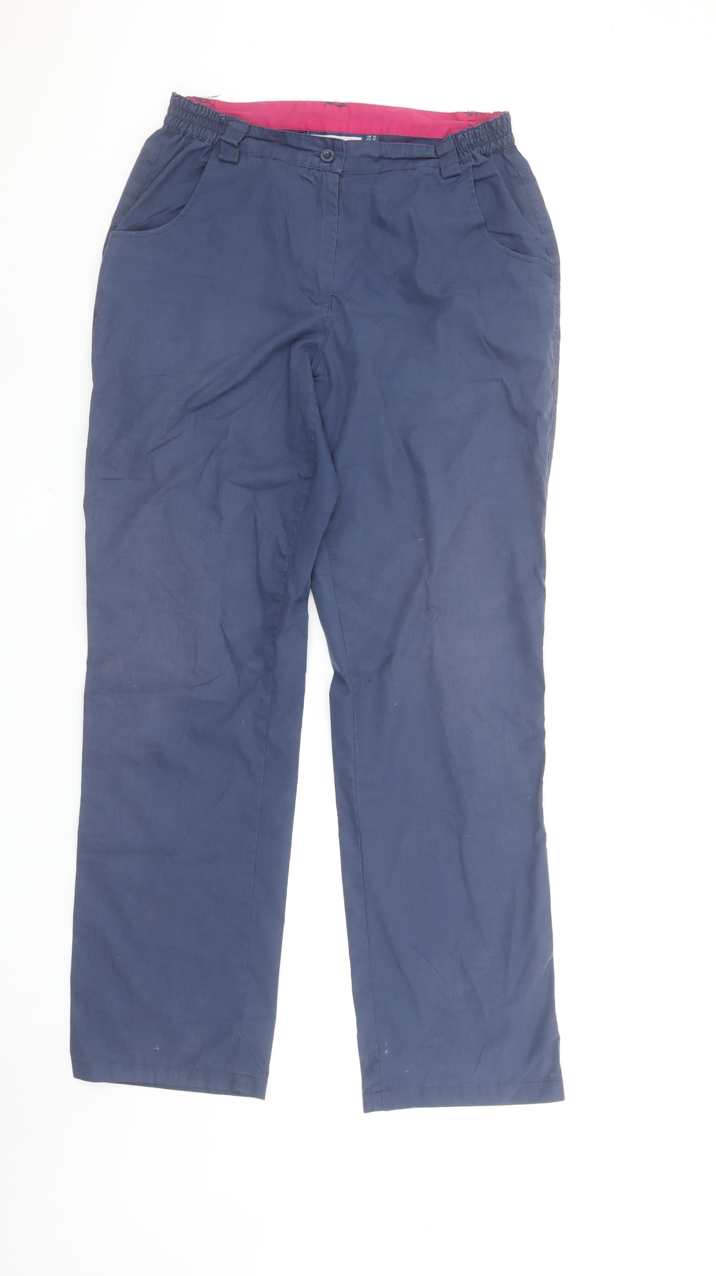 Mountain Warehouse Women Navy Blue Cotton Blend Casual Trousers UK 10