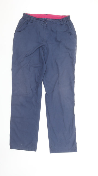 Mountain Warehouse Women Navy Blue Cotton Blend Casual Trousers UK 10