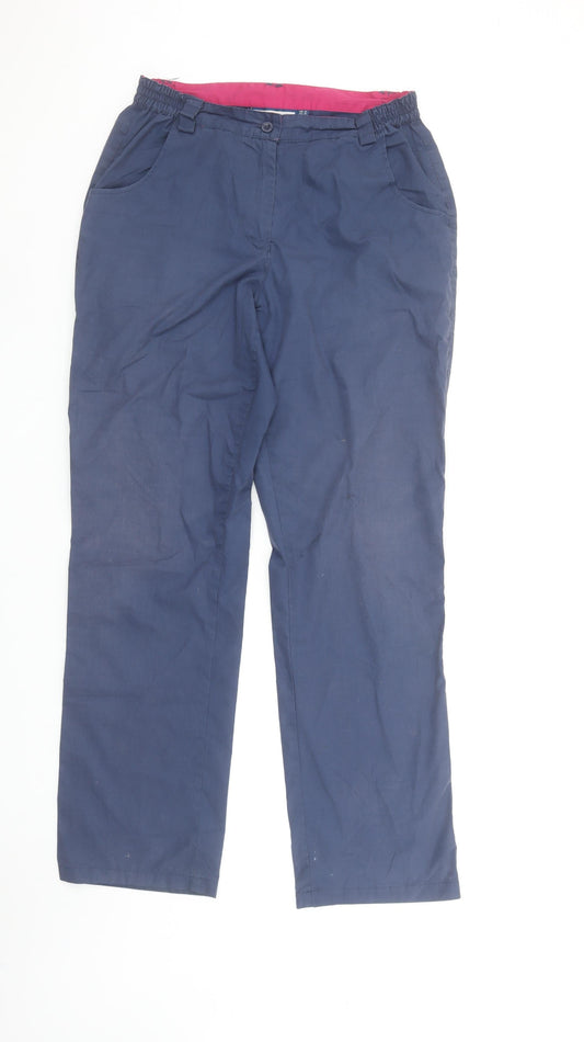 Mountain Warehouse Women Navy Blue Cotton Blend Casual Trousers UK 10