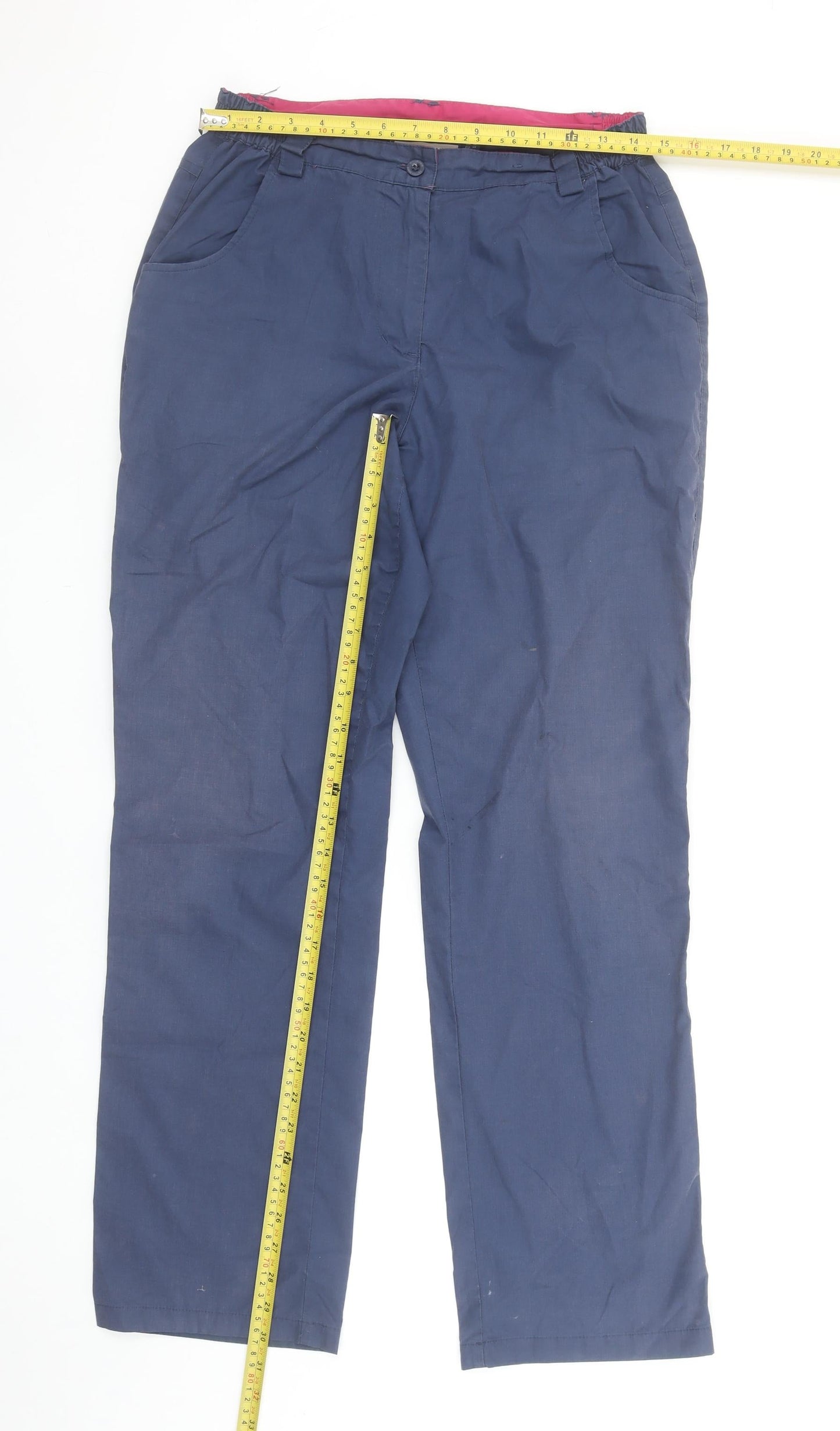 Mountain Warehouse Women Navy Blue Cotton Blend Casual Trousers UK 10