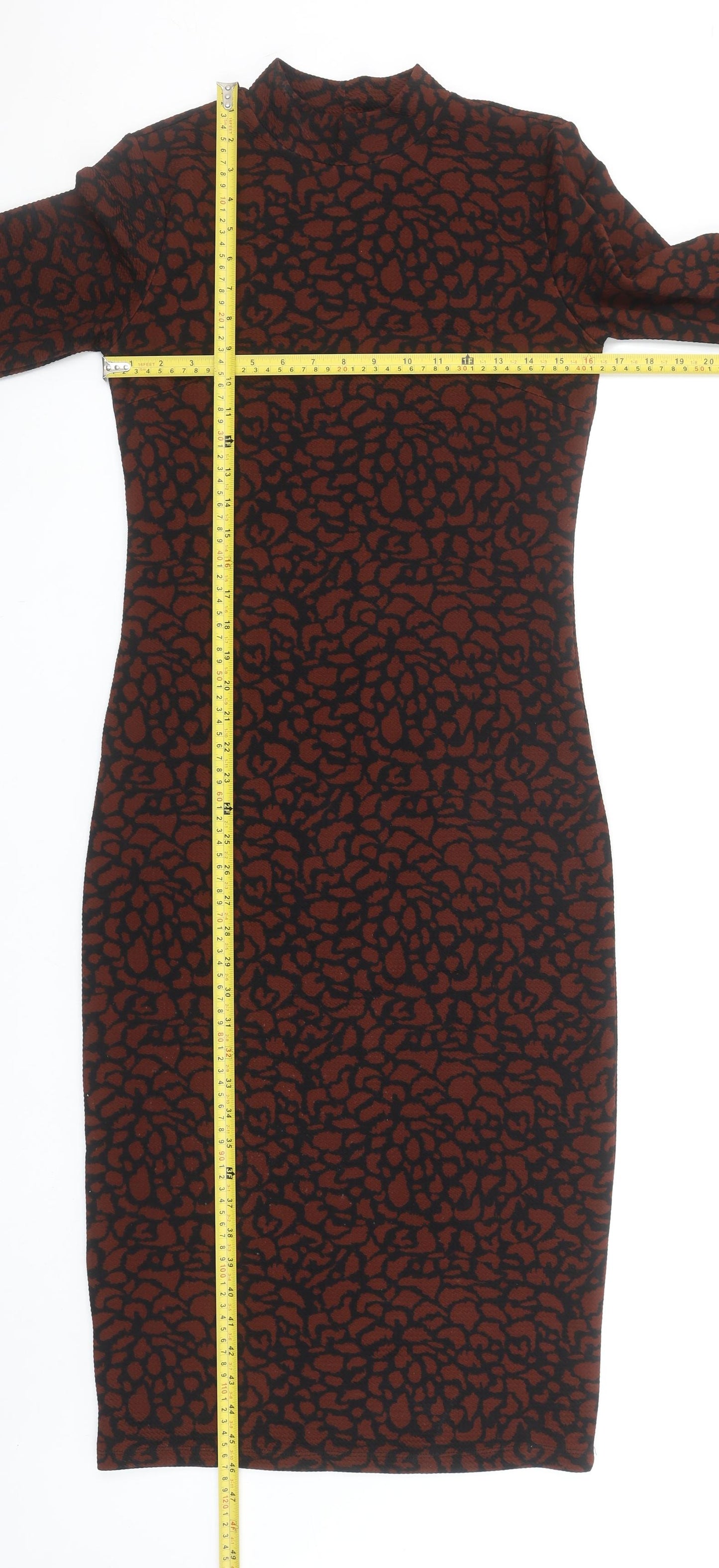 Jacqueline de Yong Women’s Brown Animal Print Bodycon Knit Dress M