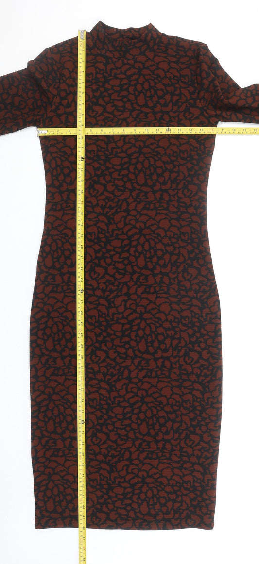 Jacqueline de Yong Women’s Brown Animal Print Bodycon Knit Dress M