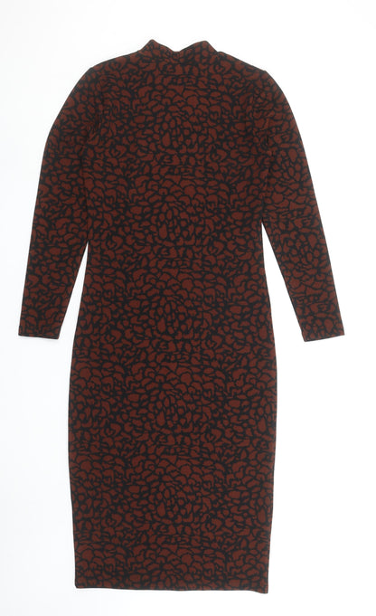 Jacqueline de Yong Women’s Brown Animal Print Bodycon Knit Dress M