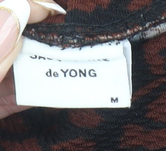 Jacqueline de Yong Women’s Brown Animal Print Bodycon Knit Dress M