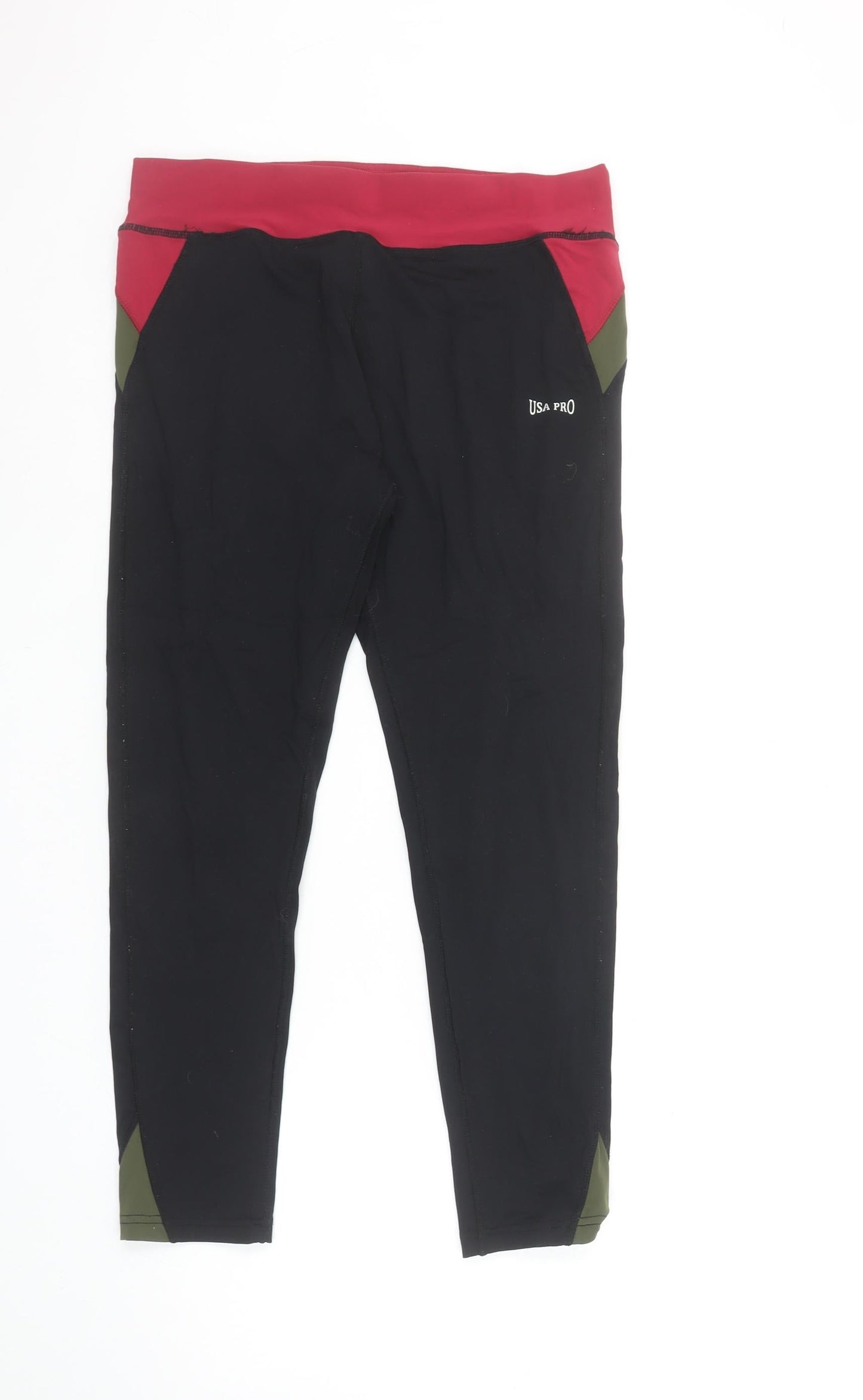 USA Pro Womens Black Size 12 Leggings Slim Fit Moisture Wicking Activewear