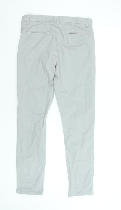 Denim Co. Men's Grey Slim Fit Chino Trousers 32W 32L