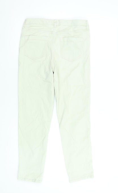 F&F Women Beige Mid Rise Straight Stretch Jeans UK 10