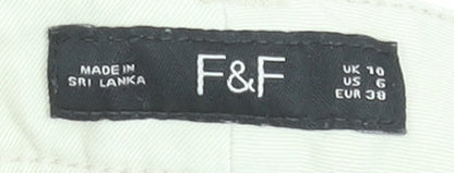 F&F Women Beige Mid Rise Straight Stretch Jeans UK 10