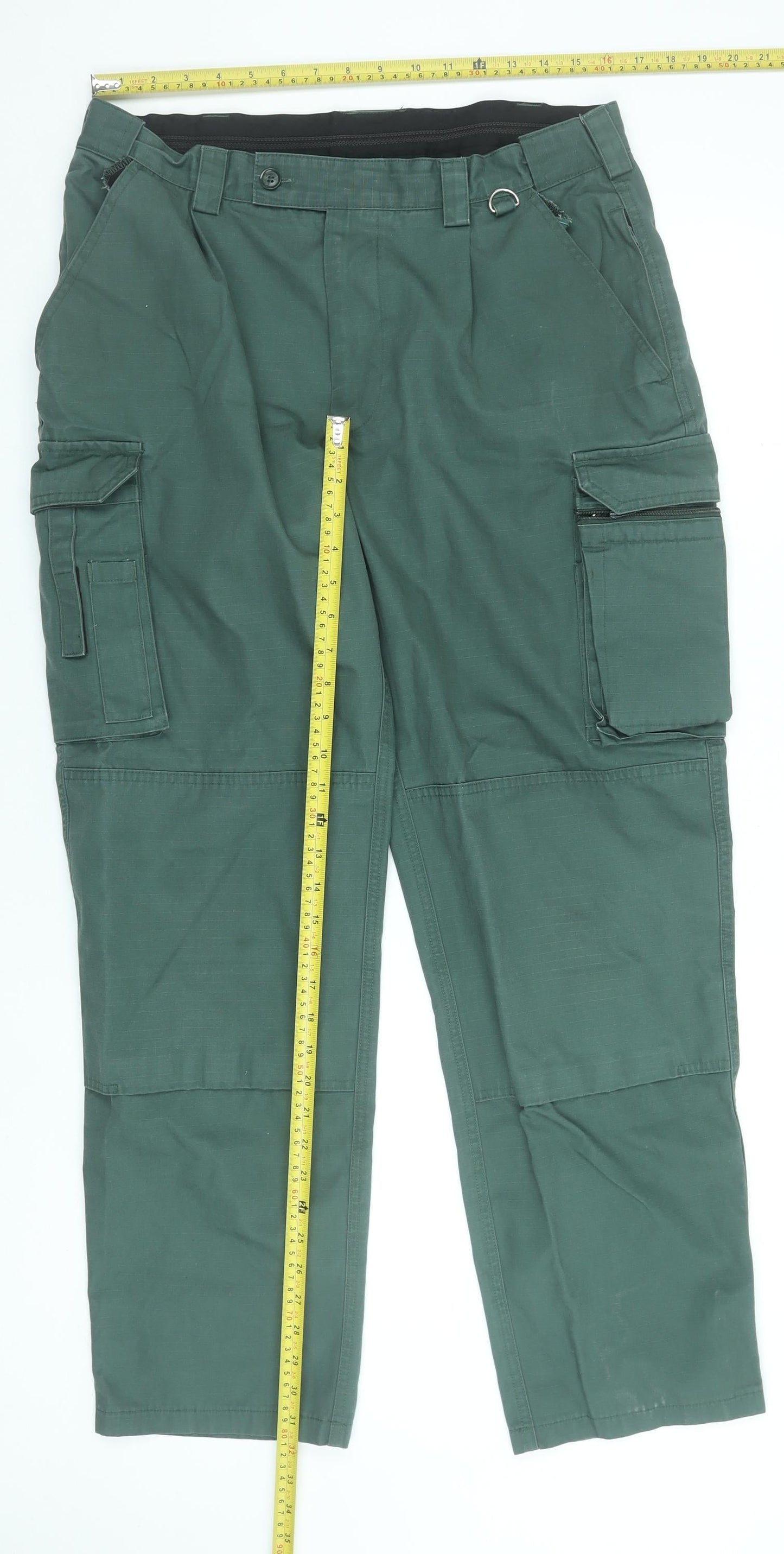 Mens UK Size M Tailored Image Regular Fit Cargo Green Trousers