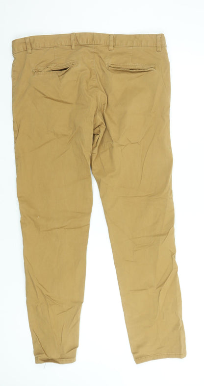 Mens UK Size L Avenue Slim Fit Chino Beige Trousers