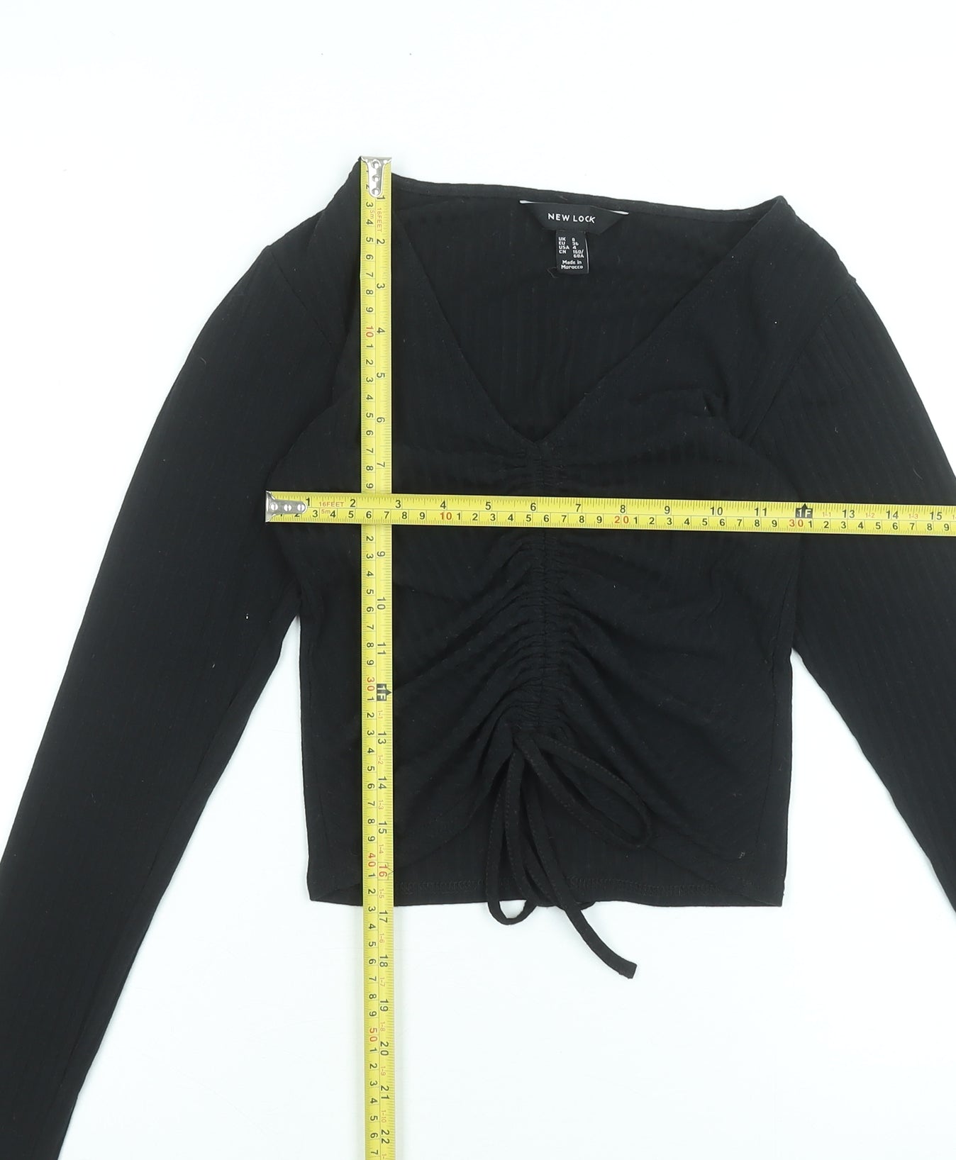 Womens UK Size 8 New Look Black Cropped T-Shirt