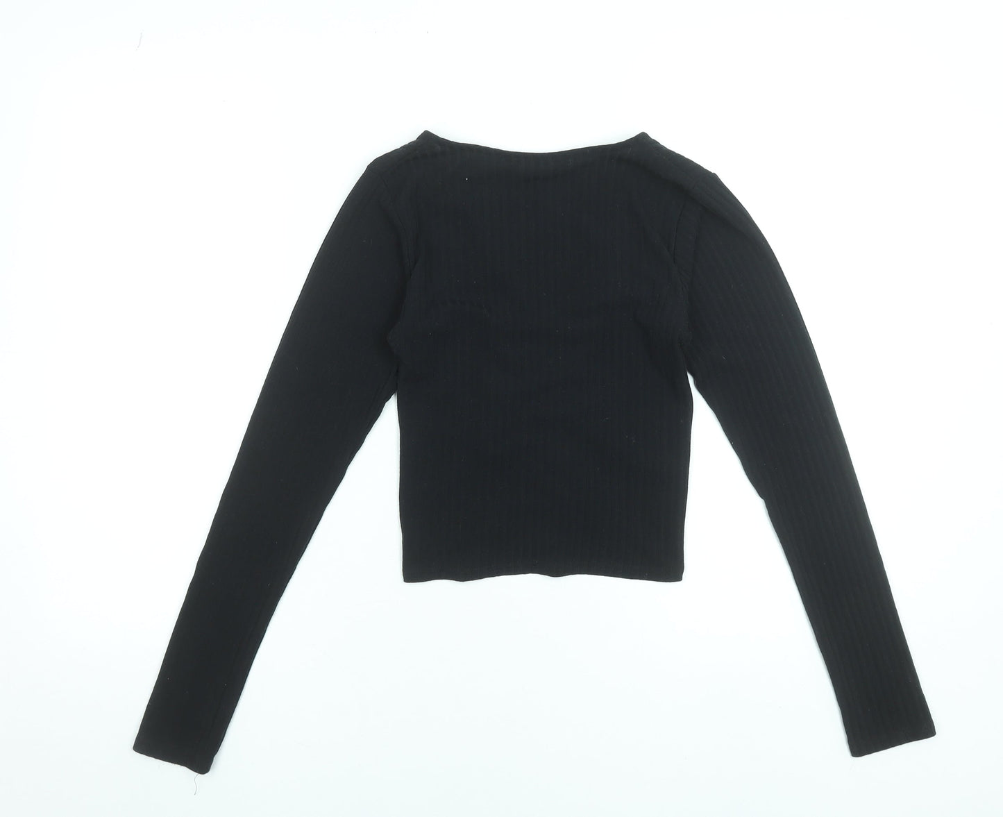Womens UK Size 8 New Look Black Cropped T-Shirt